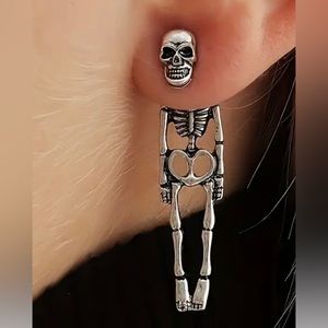 NWT Silver Skeleton Dangling Earrings Pair and/or Silver Skull Posts